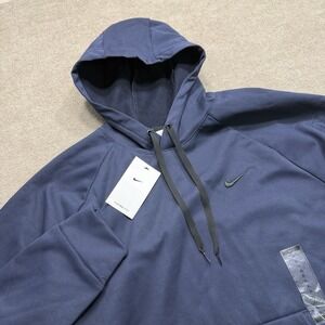 NWT Nike Therma Men's Therma Hoodie Sweatshirt Navy Blue XL